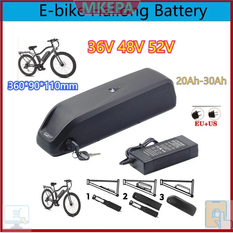 Ebike Battery 48V 20Ah Hailong - 36-48-52V Batteria Hailong con BMS 20Ah